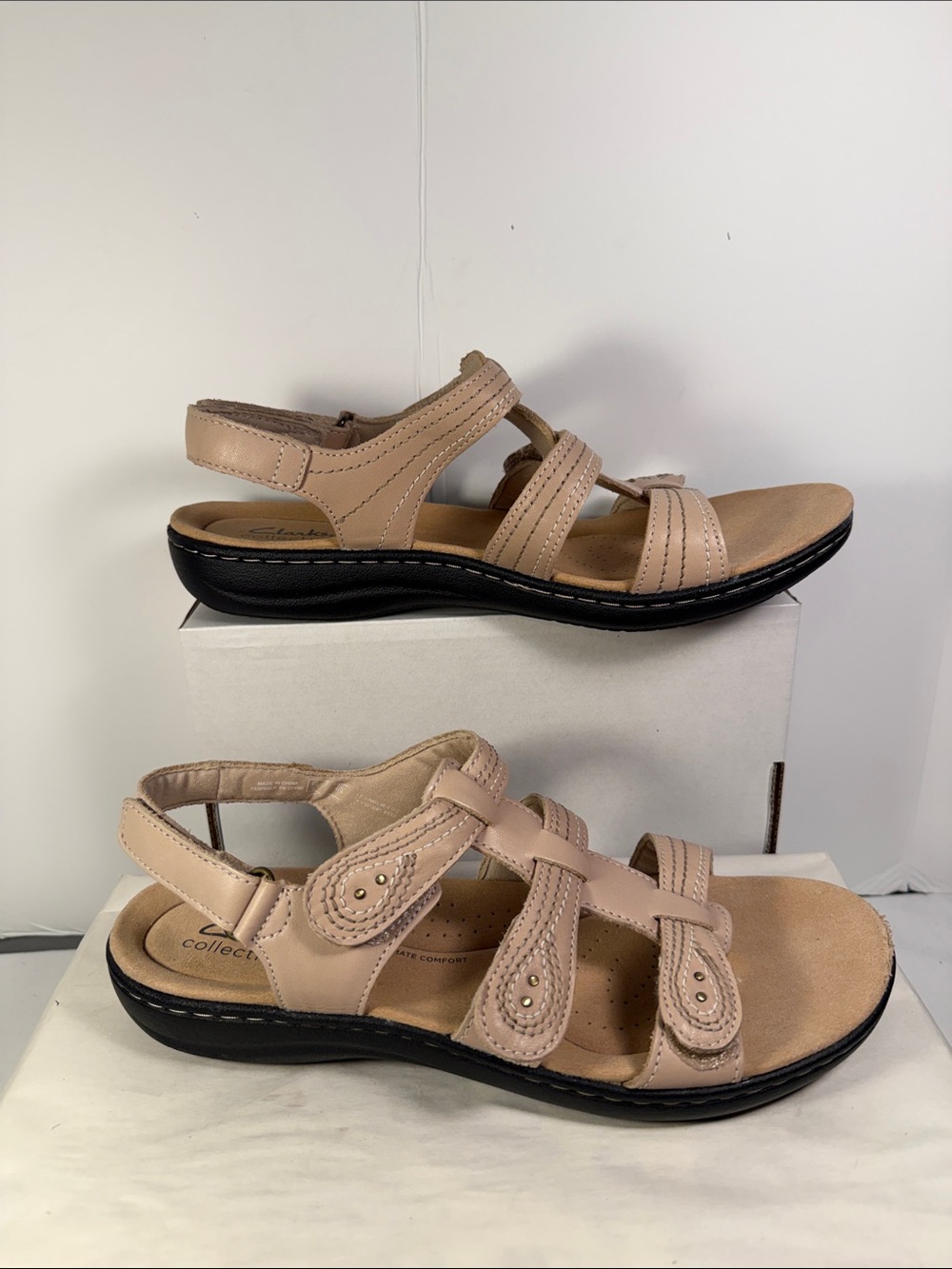 Clarks Beige Strappy Comfort Sandals